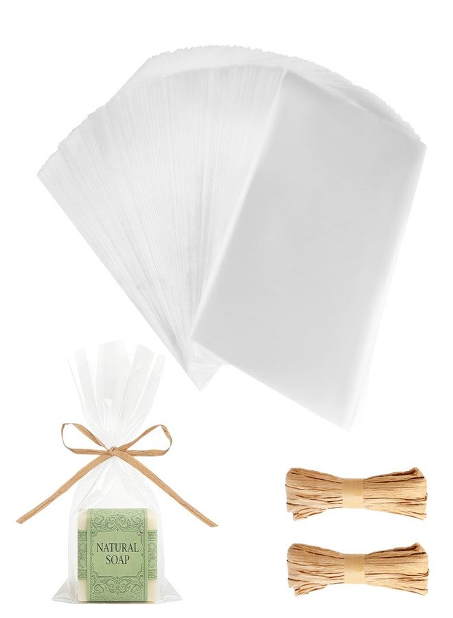 ATROPOS 100Pcs Clear Soap Bags with 40 Meters of Soap Rope for DIY Soap Craft Gift Packaging and Party Favors (5.1"x 7.8") - Image 1